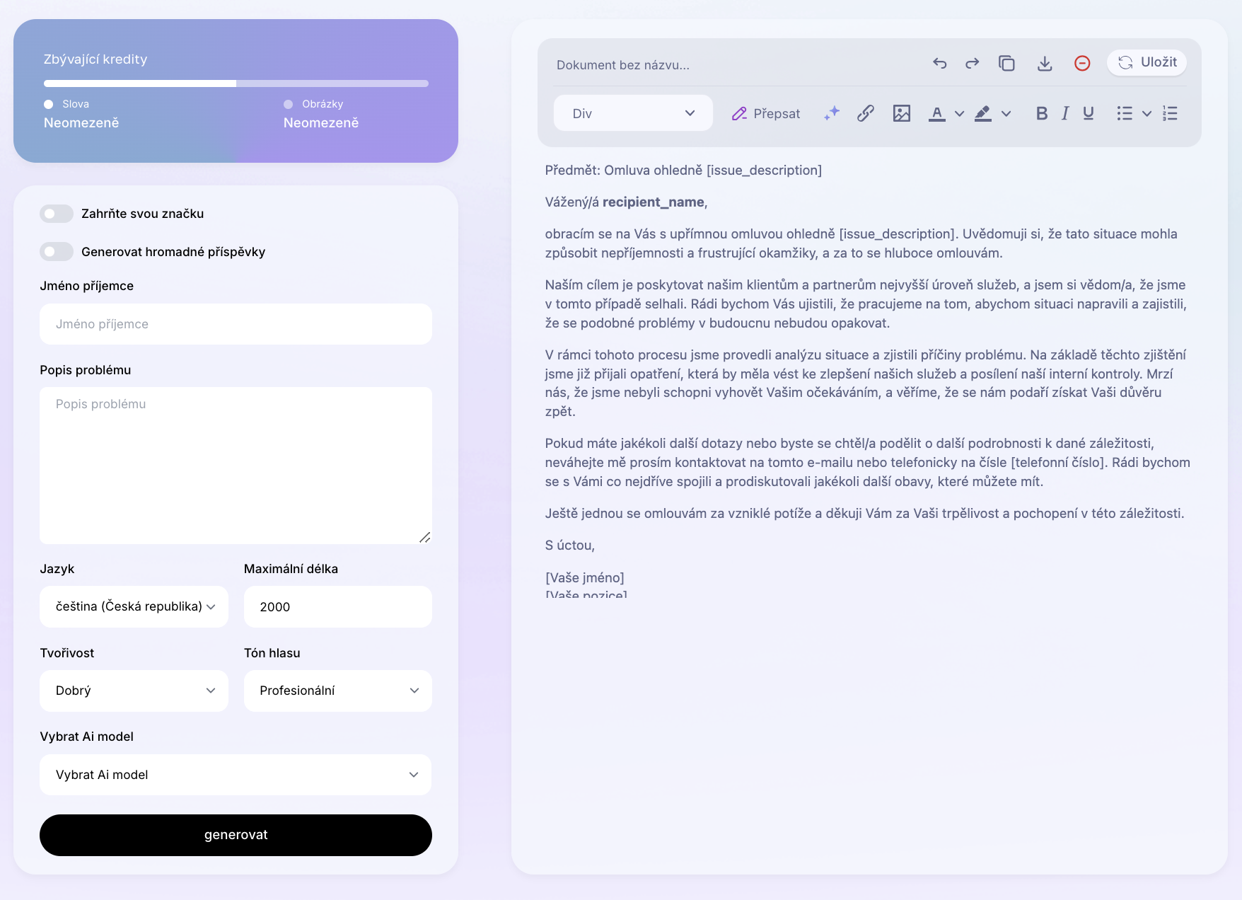 Ai Šablona: Generátor emailu s omluvou. Jak vytvořit email s omluvou? Příklady použití