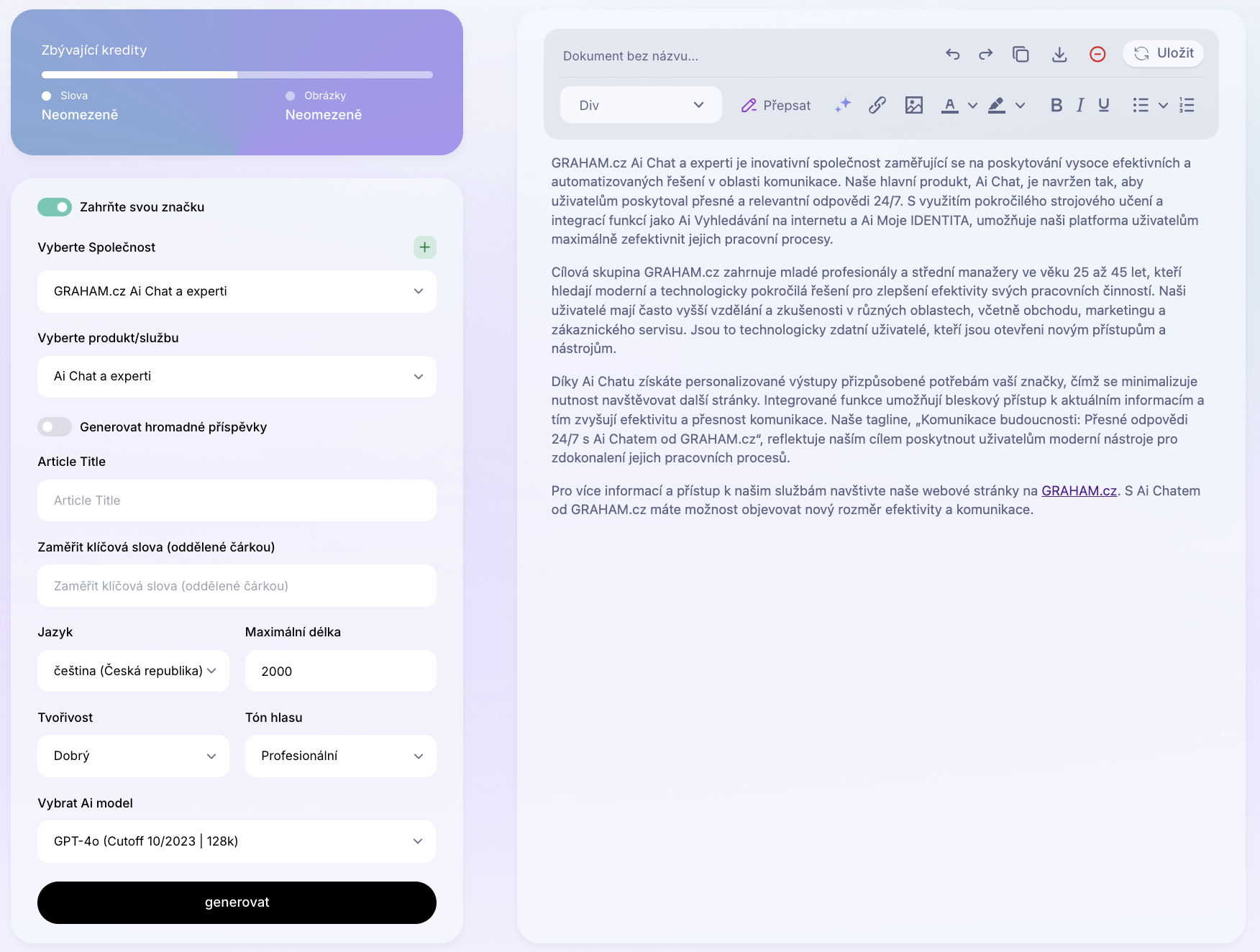 Ai Šablona: Generátor článku a blogu. Jak vytvořit článek na webu a na blogu? Příklady použití