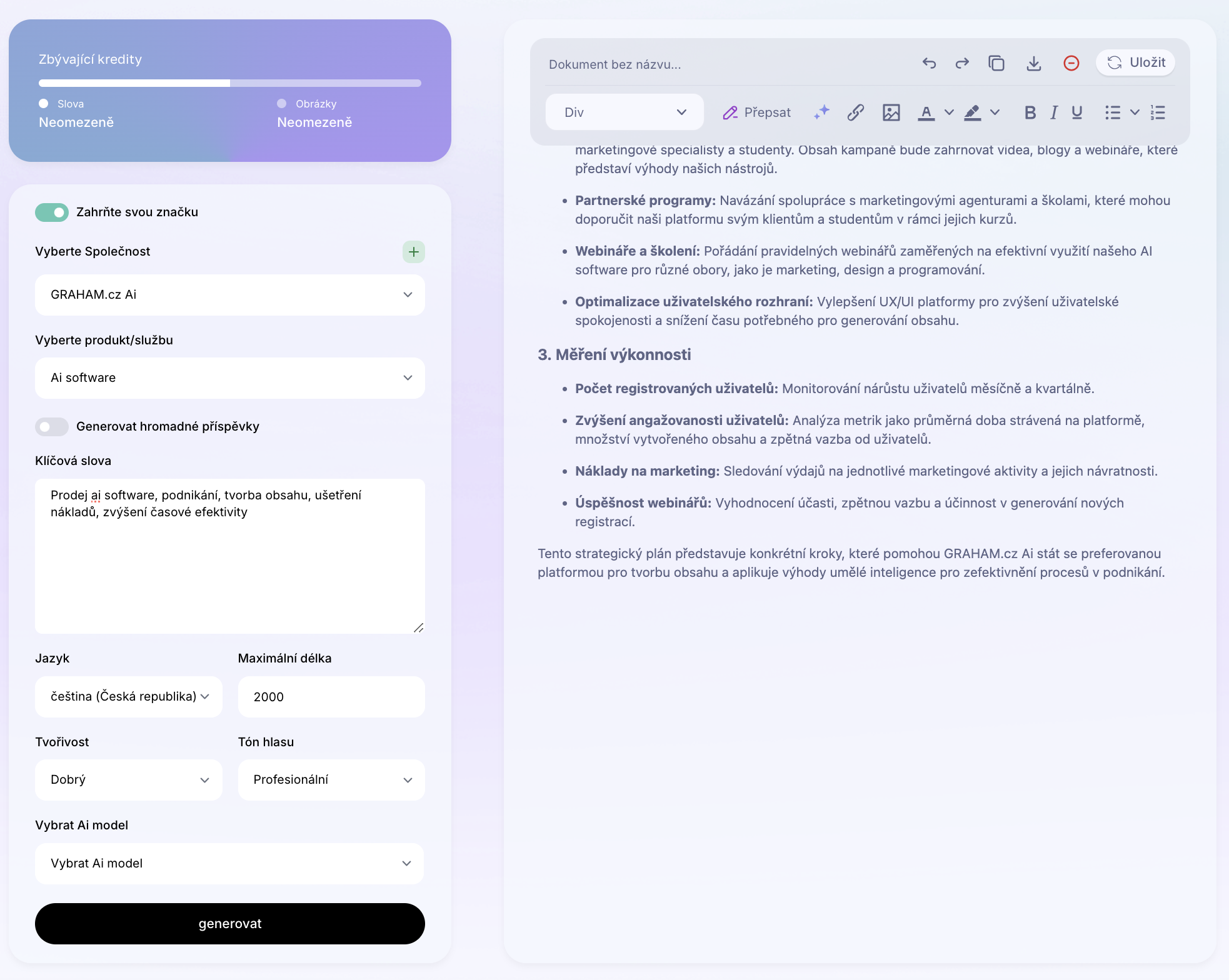 Ai Šablona: Generátor strategie. Jak vytvořit marketingovou a podnikovou strategii? Příklady použití