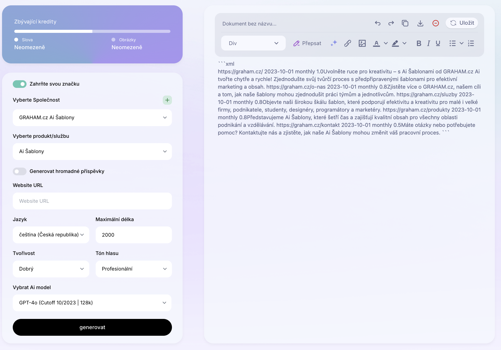 Ai Šablona: Generátor sitemap.xml pro web. Jak vytvořit sitemap.xml pro webovou stránku? Příklady použití
