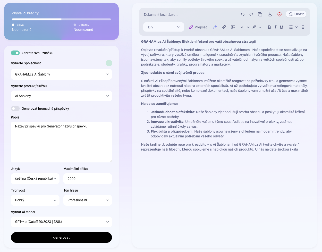 Ai Šablona: Generátor názvu příspěvků. Jak vytvořit název příspěvku? Příklady použití